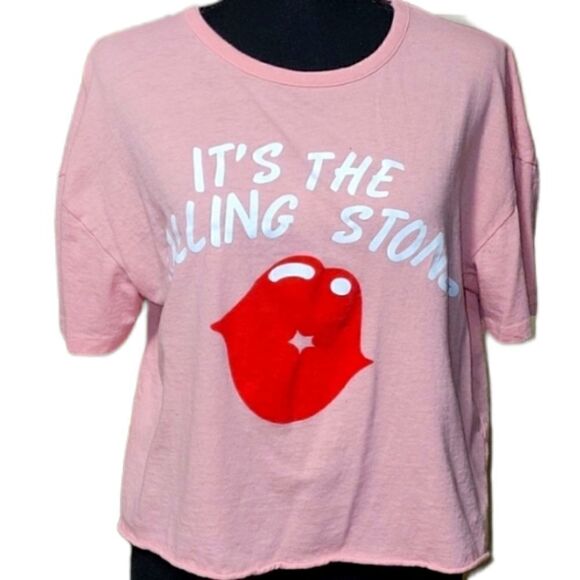 rolling Stones Pink Crop T- Shirt - Picture 1 of 5